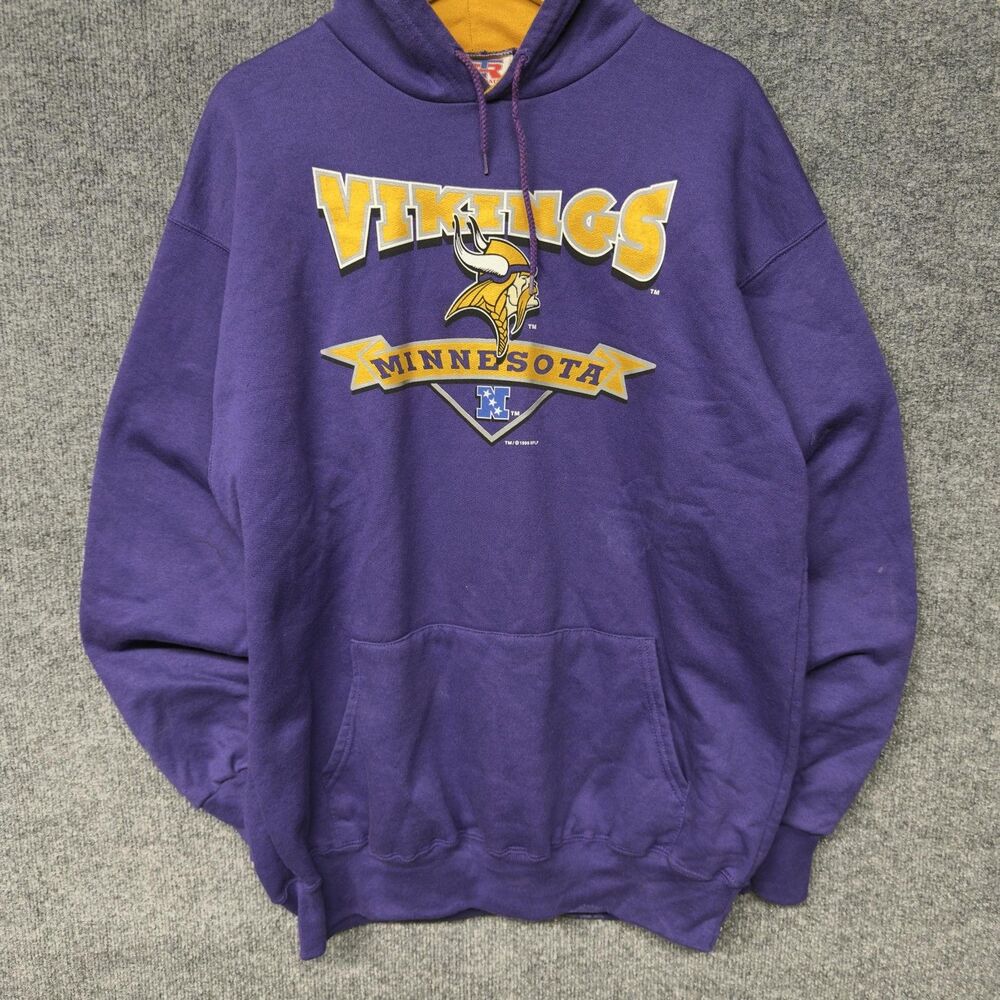 Vintage Minnesota Vikings Hoodie Mens XL Purple Team Rated Fleece NFL 1996 USA